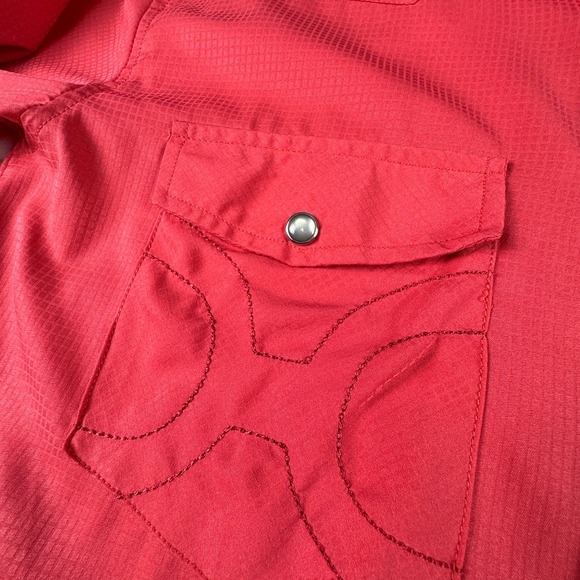 HOOEY HABITAT Men's Western Snap Button Long Sleeve‎ Shirt Size S Red - Picture 10 of 16